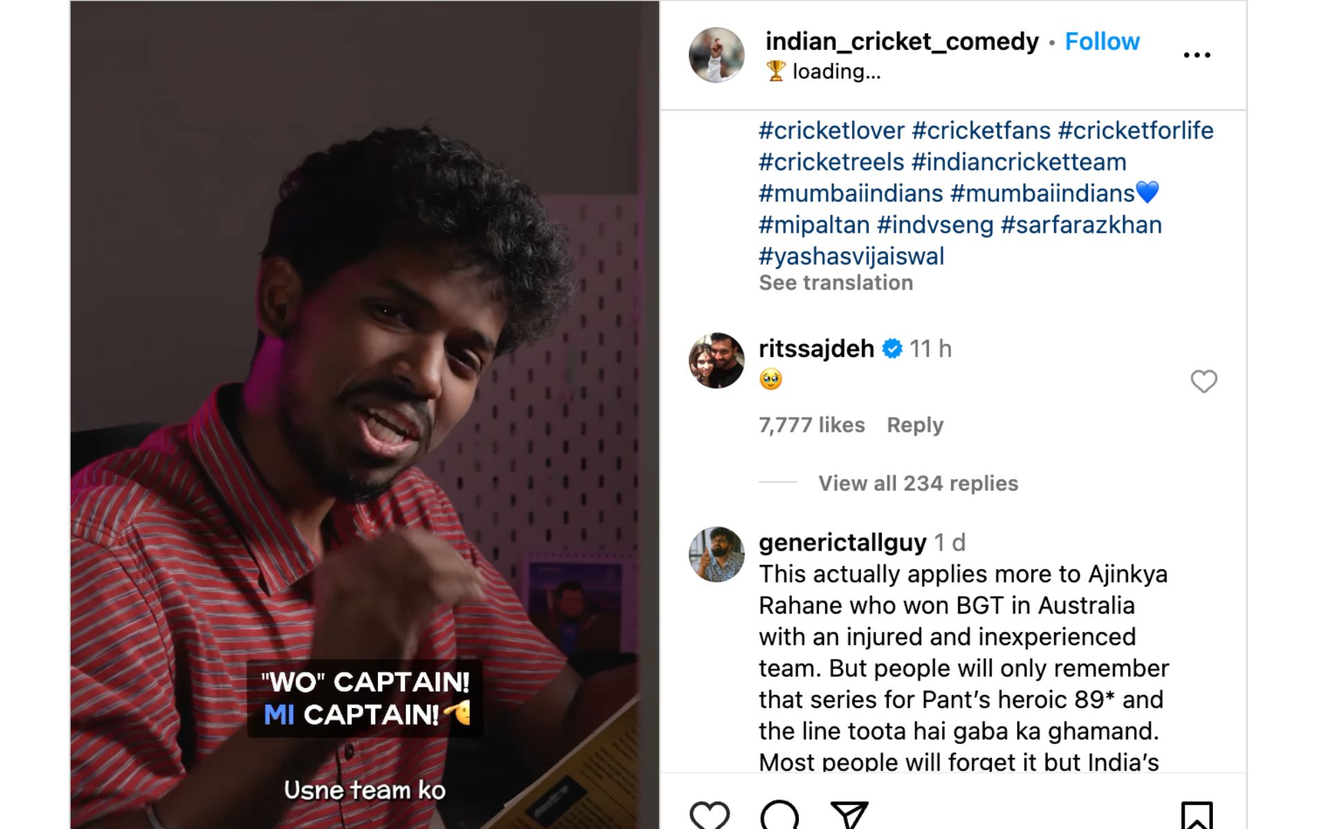 Ritika Sajdeh's 'Melting' Reply On Fan Video Lauding 'Selfless Captain' Rohit Sharma